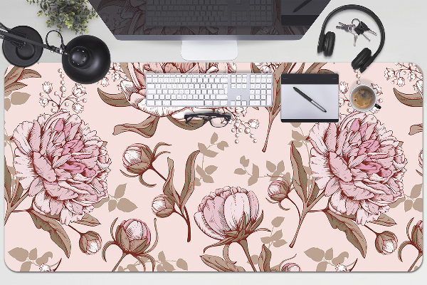 Sous-main bureau Pivoines roses