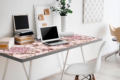 Sous-main bureau Pivoines roses