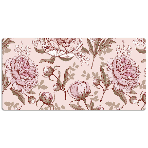 Sous-main bureau Pivoines roses