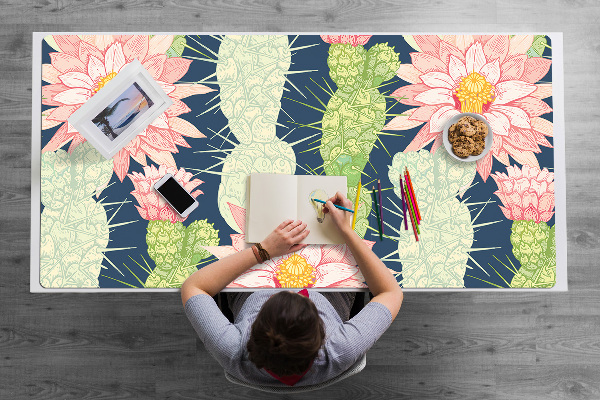 Sous-main bureau Fleurs de cactus