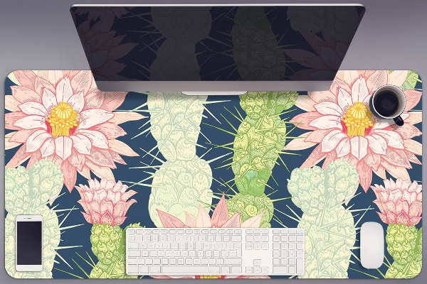 Sous-main bureau Fleurs de cactus