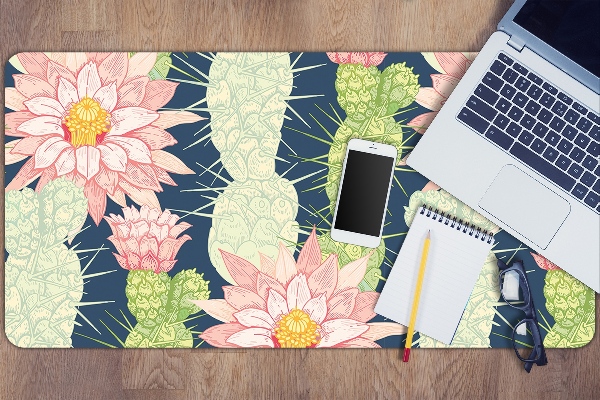 Sous-main bureau Fleurs de cactus