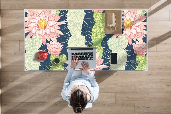Sous-main bureau Fleurs de cactus