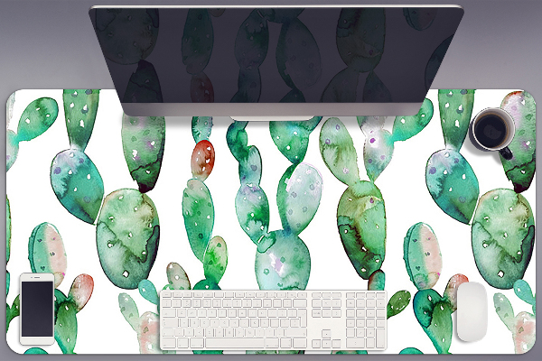 Sous-main bureau Cactus aquarelle