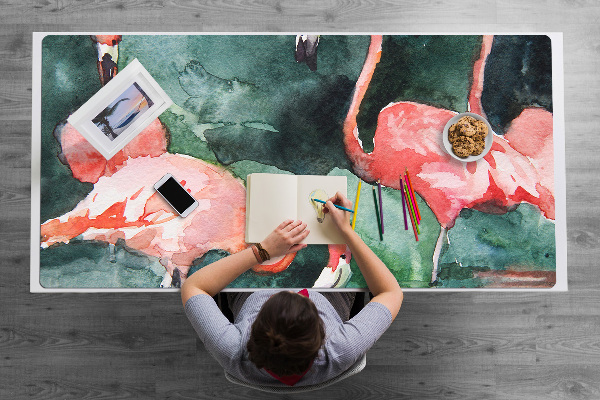 Protège bureau Flamingos peints
