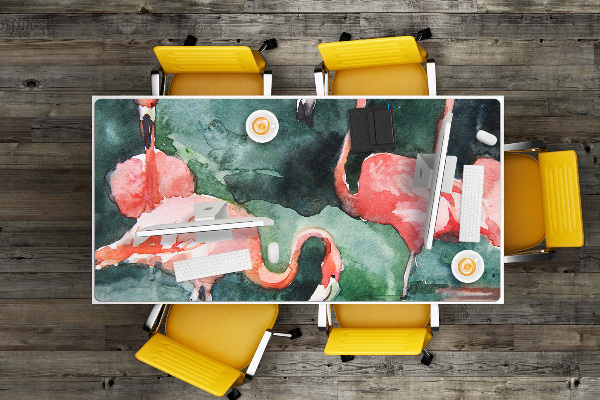Protège bureau Flamingos peints