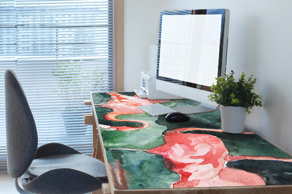 Protège bureau Flamingos peints