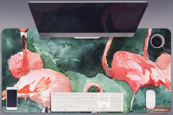 Protège bureau Flamingos peints
