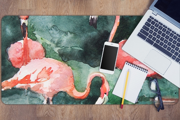 Protège bureau Flamingos peints