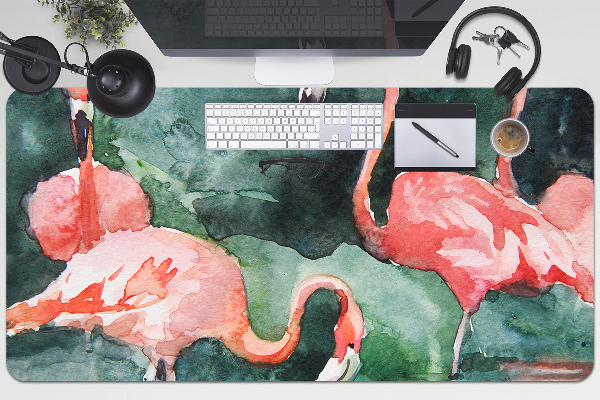 Protège bureau Flamingos peints