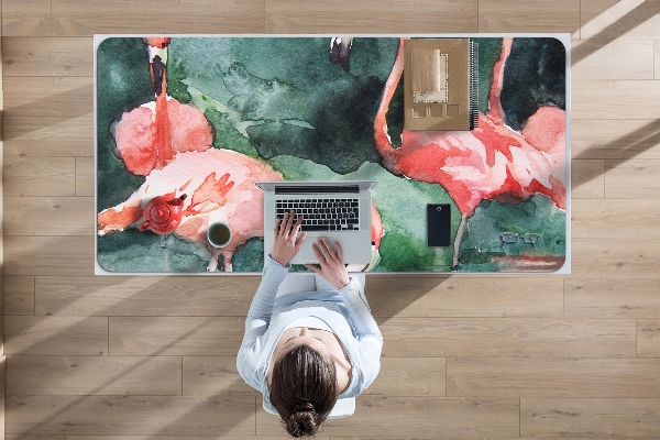 Protège bureau Flamingos peints