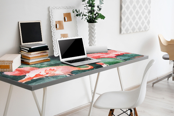 Protège bureau Flamingos peints