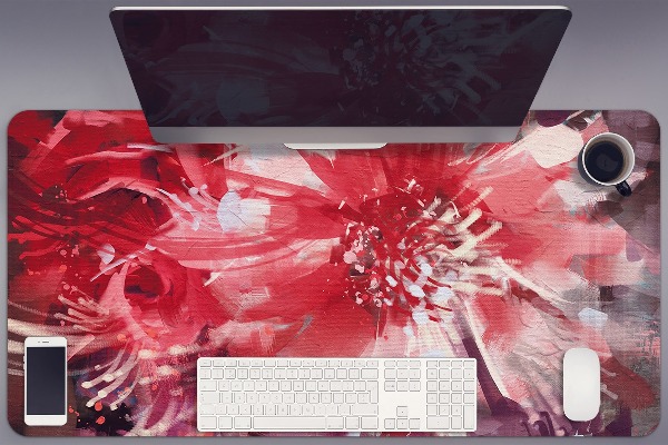 Sous-main bureau fleur rouge