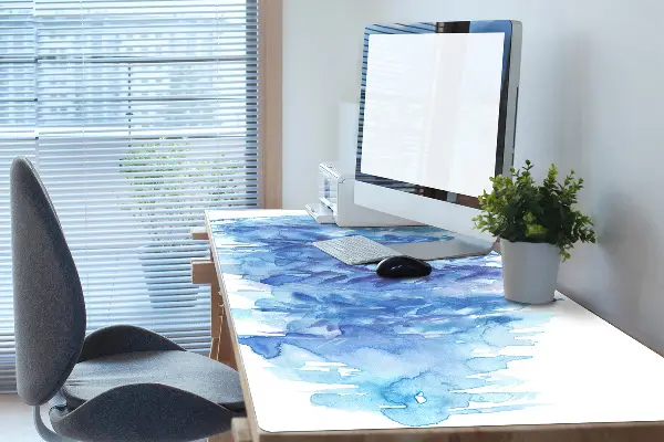 Sous-main bureau Forêt d'hiver aquarelle