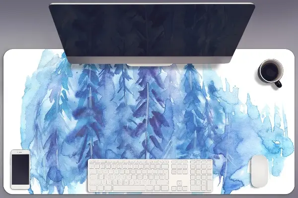 Sous-main bureau Forêt d'hiver aquarelle