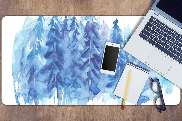 Sous-main bureau Forêt d'hiver aquarelle