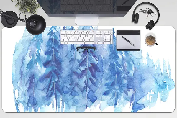 Sous-main bureau Forêt d'hiver aquarelle