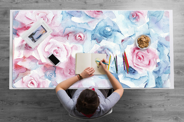 Sous-main bureau Fleurs pastel