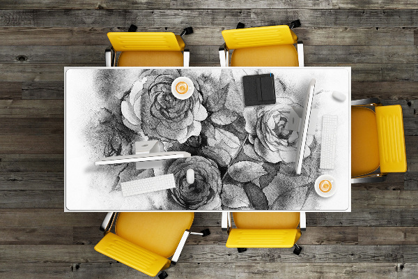 Protège bureau Roses noires et blanches