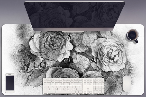 Protège bureau Roses noires et blanches
