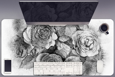 Protège bureau Roses noires et blanches