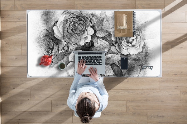 Protège bureau Roses noires et blanches