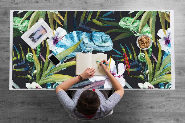 Sous-main bureau Caméléon bleu