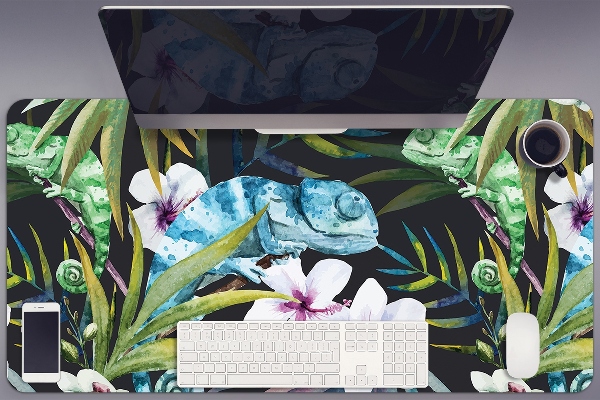 Sous-main bureau Caméléon bleu