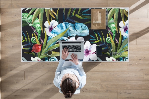 Sous-main bureau Caméléon bleu