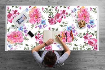 Sous main de bureau Fleurs roses