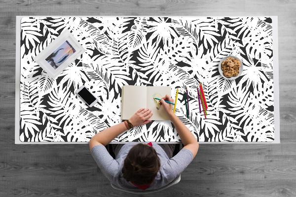 Sous-main bureau Feuilles noires et blanches