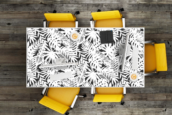 Sous-main bureau Feuilles noires et blanches