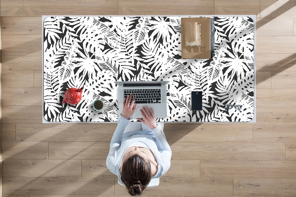Sous-main bureau Feuilles noires et blanches