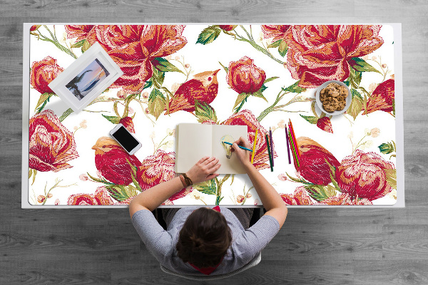 Sous-main bureau Oiseaux rouges