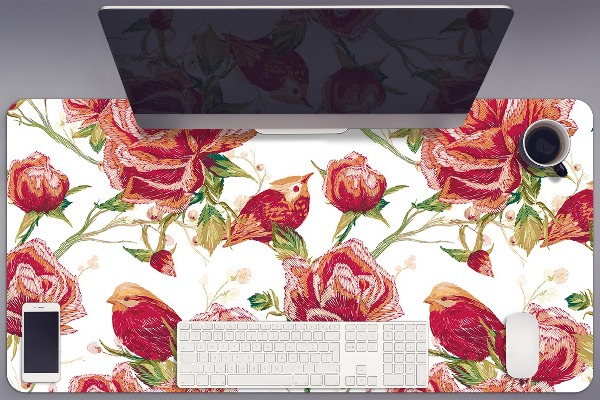 Sous-main bureau Oiseaux rouges