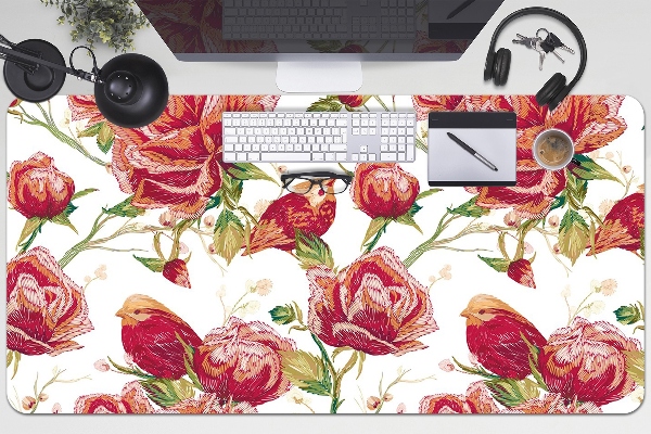 Sous-main bureau Oiseaux rouges