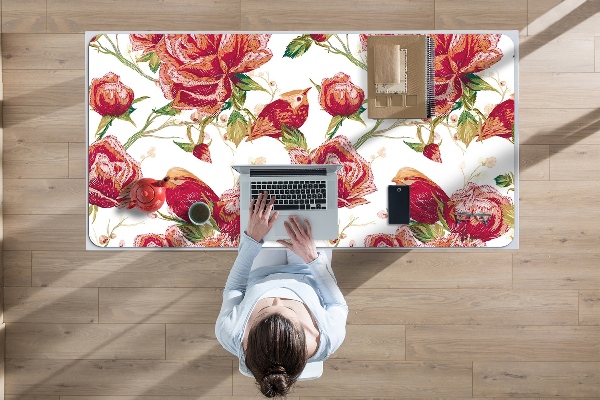 Sous-main bureau Oiseaux rouges