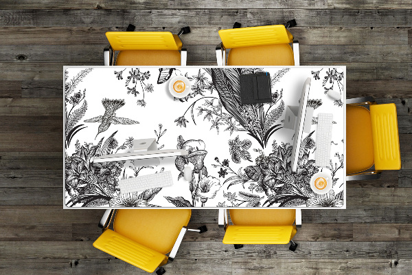Sous-main bureau Jardin noir et blanc