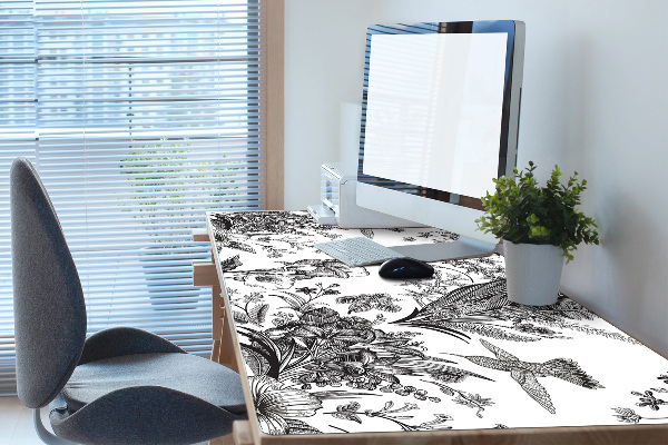 Sous-main bureau Jardin noir et blanc