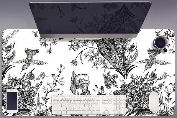 Sous-main bureau Jardin noir et blanc