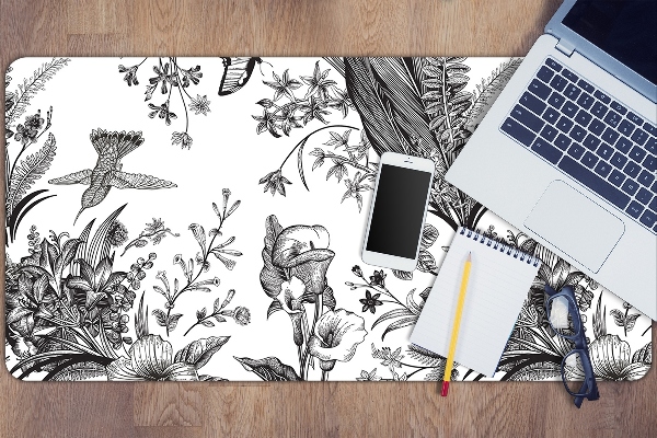 Sous-main bureau Jardin noir et blanc