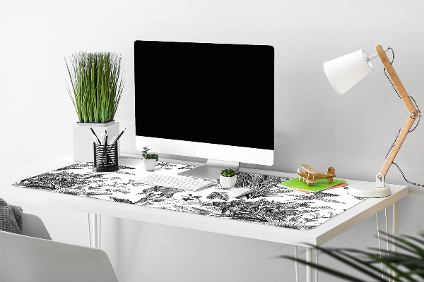 Sous-main bureau Jardin noir et blanc