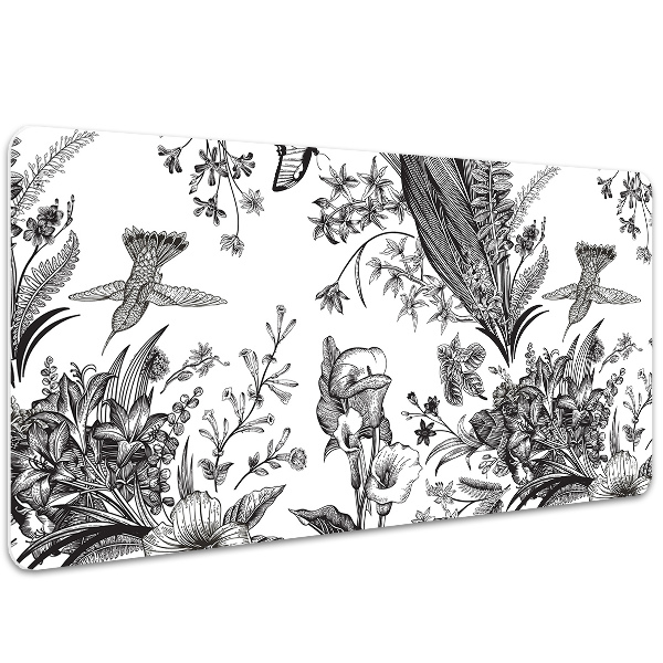 Sous-main bureau Jardin noir et blanc