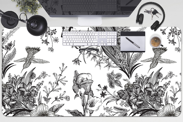 Sous-main bureau Jardin noir et blanc