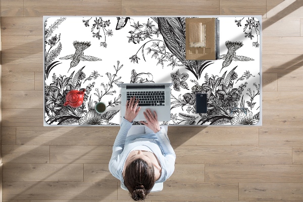 Sous-main bureau Jardin noir et blanc