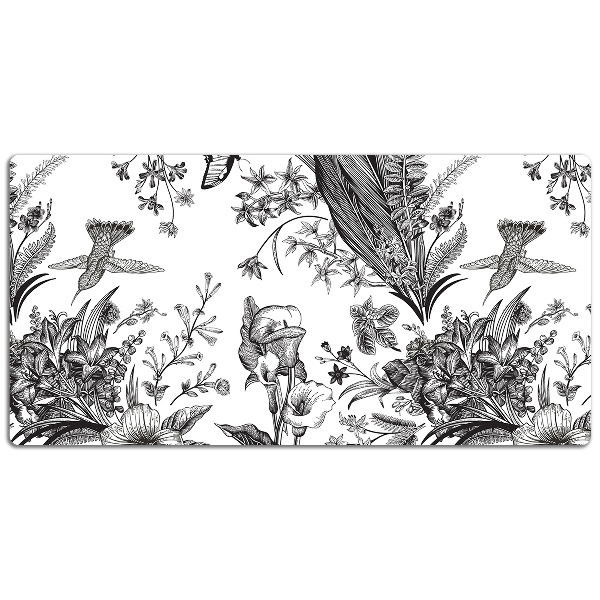 Sous-main bureau Jardin noir et blanc