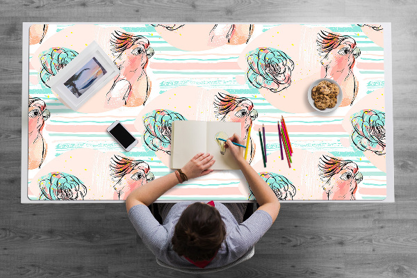 Sous main de bureau Perroquets roses