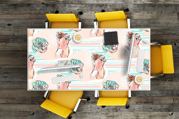 Sous main de bureau Perroquets roses