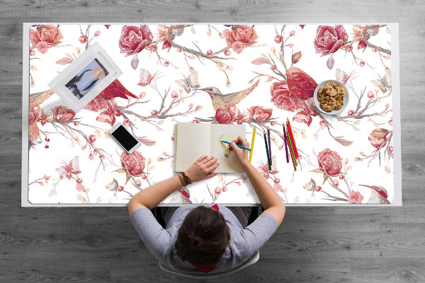 Sous-main bureau Oiseaux rouges
