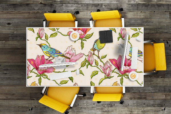 Sous-main bureau Fleurs et oiseaux